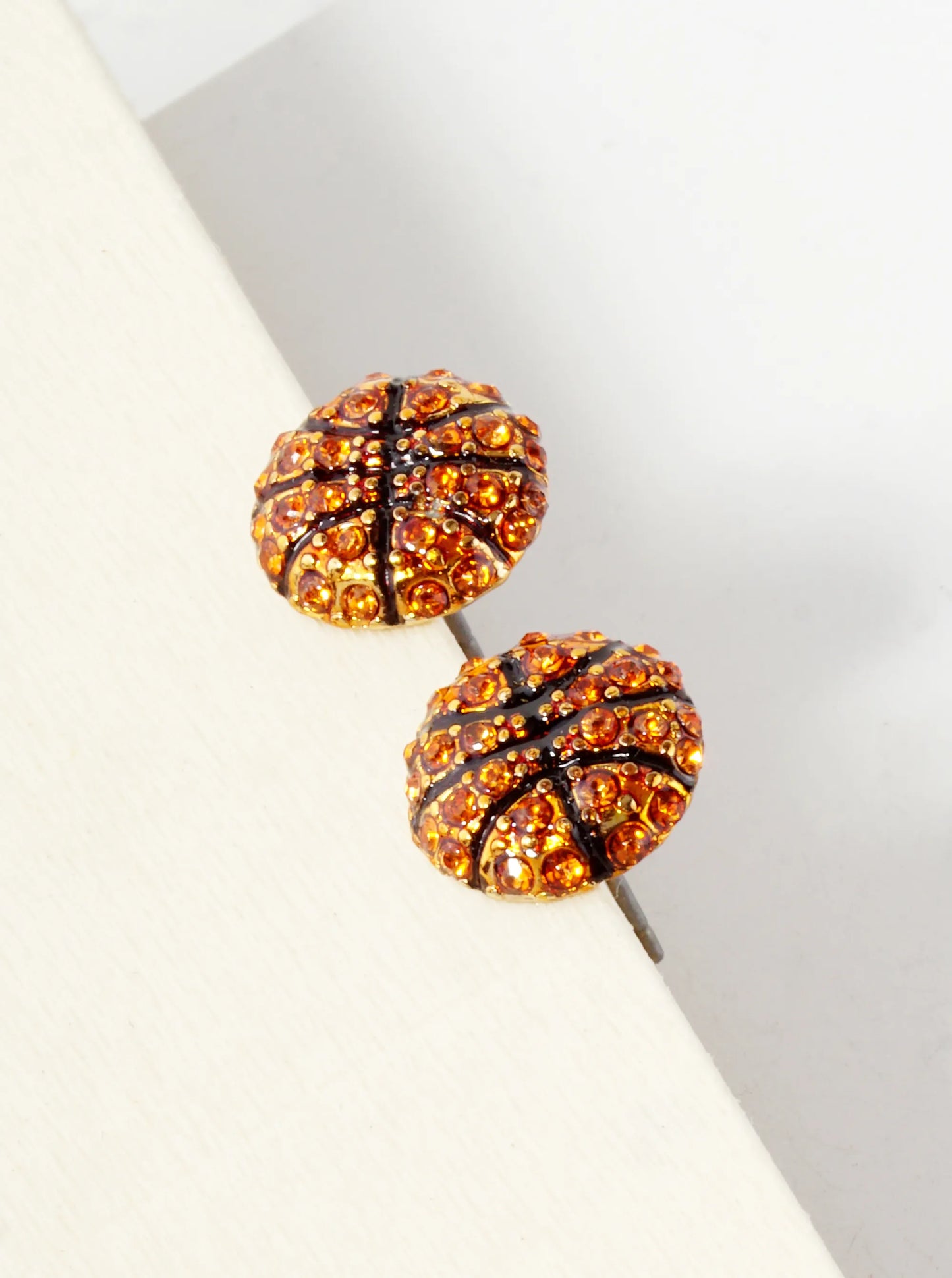 Crystal Pave 11mm Basketball Button Stud Earrings