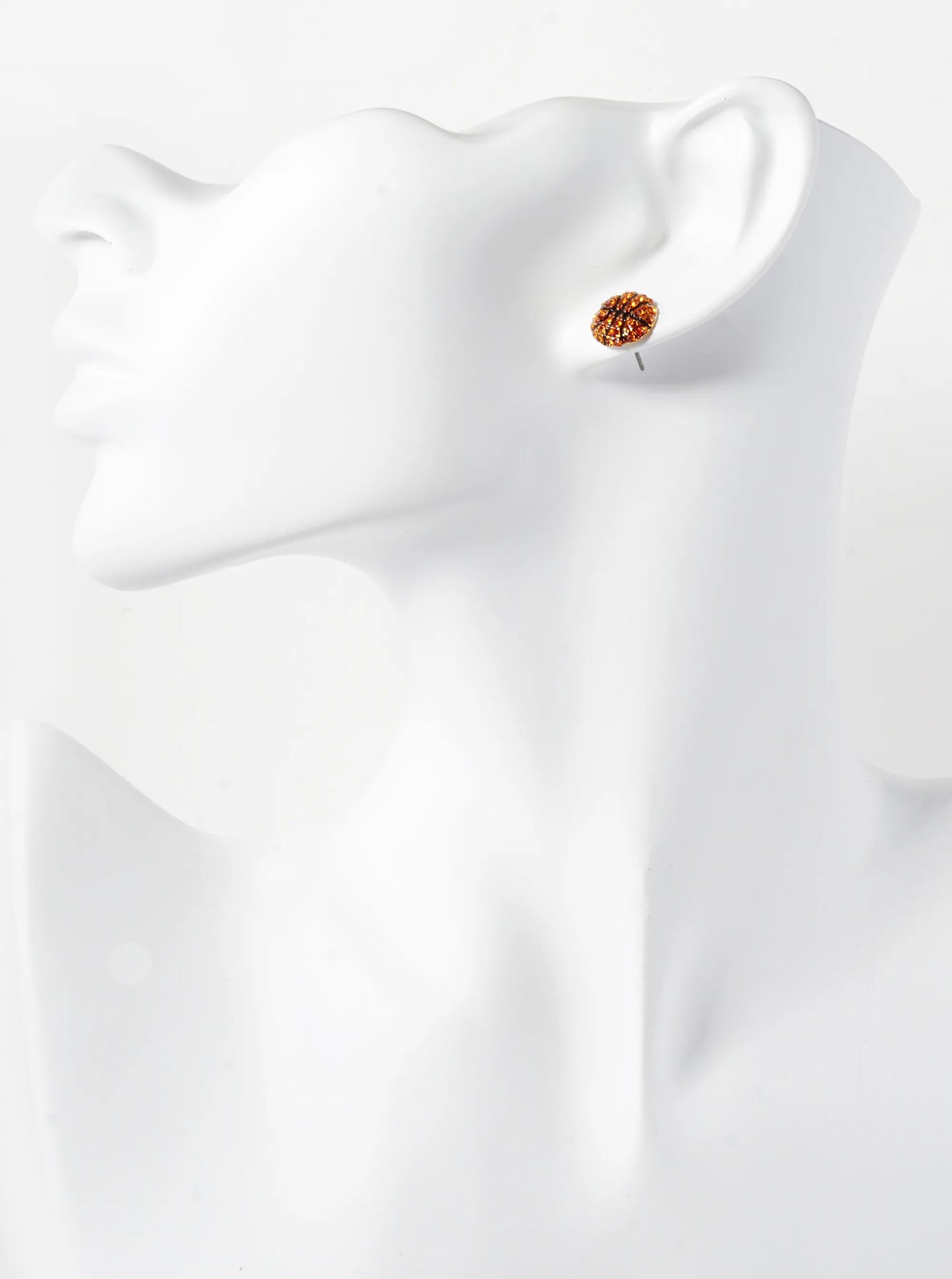 Crystal Pave 11mm Basketball Button Stud Earrings
