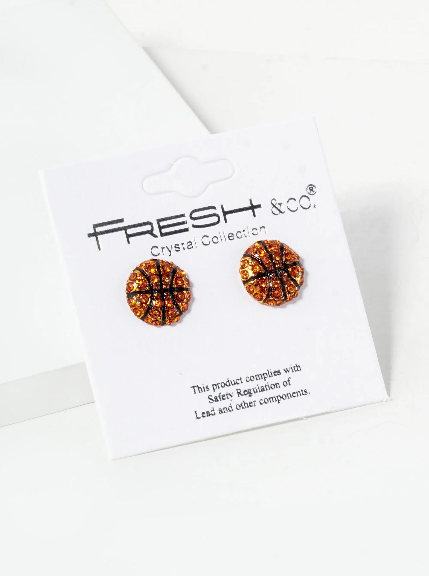Crystal Pave 11mm Basketball Button Stud Earrings