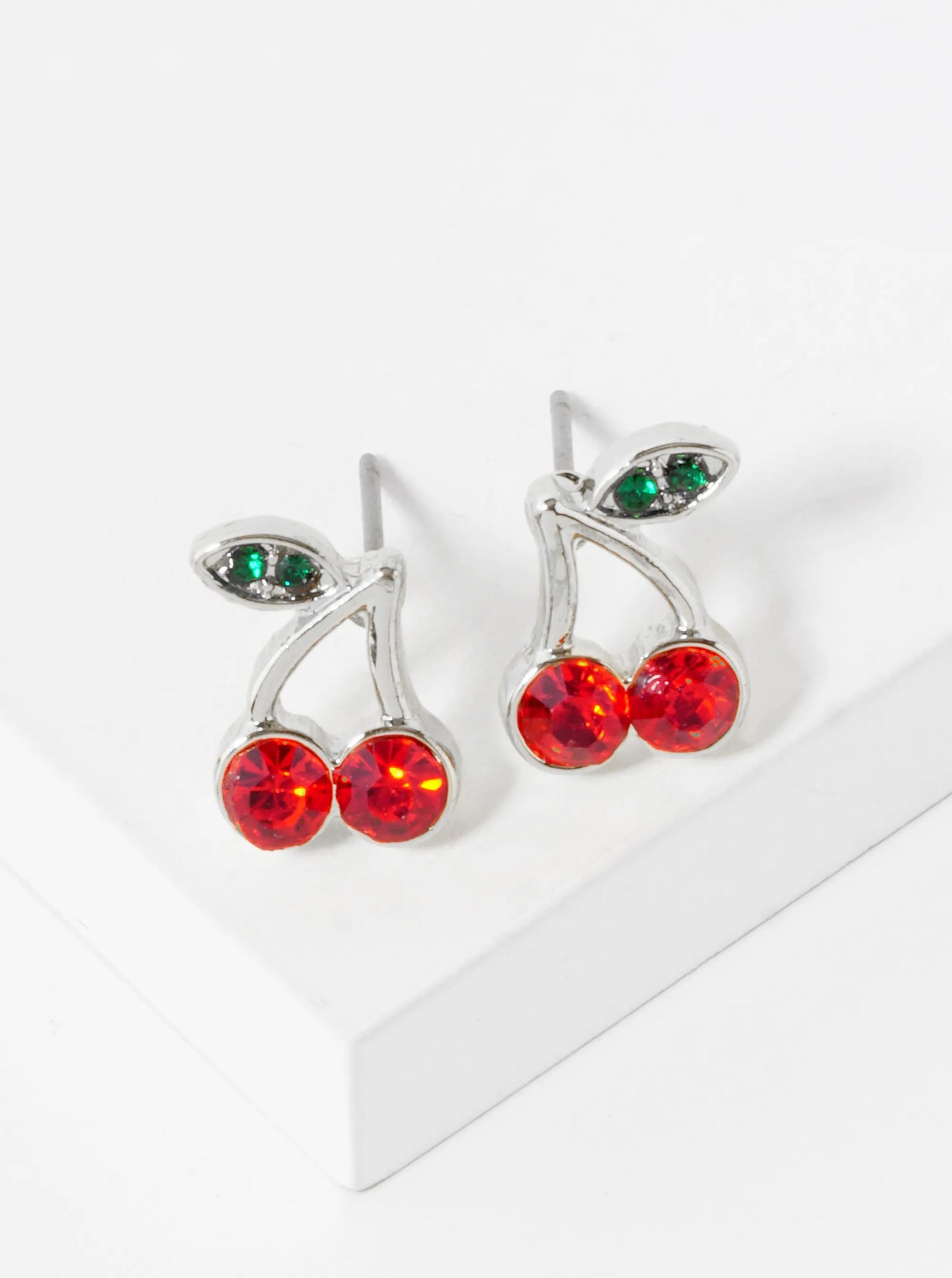 Crystal Pave 11mm Cherry Stud Earrings