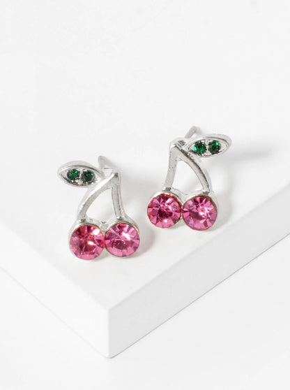 Crystal Pave 11mm Cherry Stud Earrings