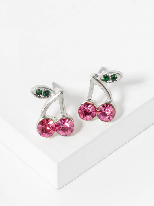 Crystal Pave 11mm Cherry Stud Earrings