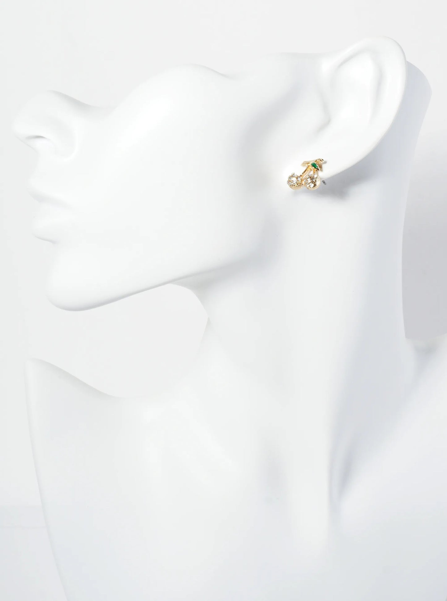 Crystal Pave 11mm Dainty Cherry Stud Earrings