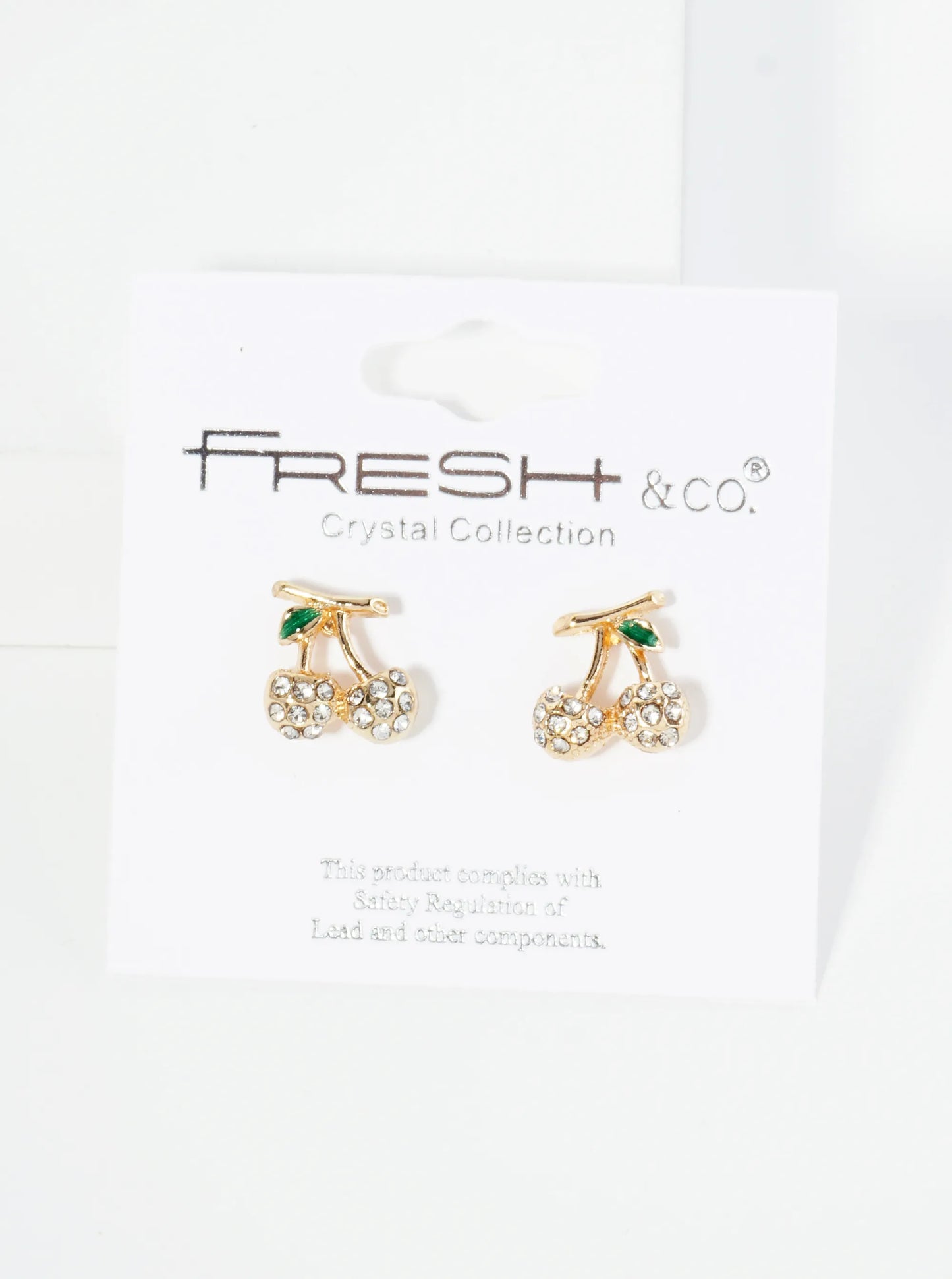 Crystal Pave 11mm Dainty Cherry Stud Earrings