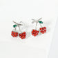 Crystal Pave 11mm Dainty Cherry Stud Earrings