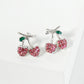 Crystal Pave 11mm Dainty Cherry Stud Earrings