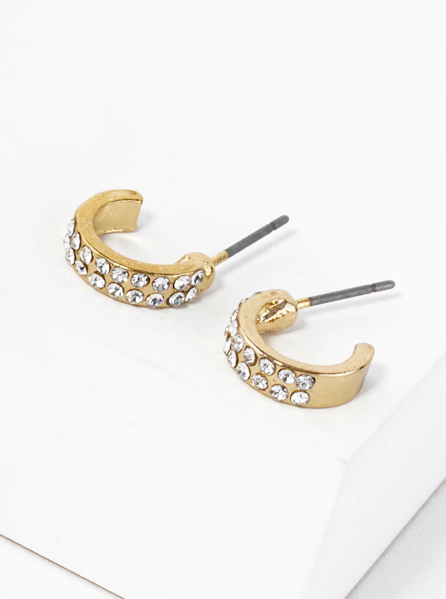 Crystal Pave 11mm Dainty Small Hoop Earrings