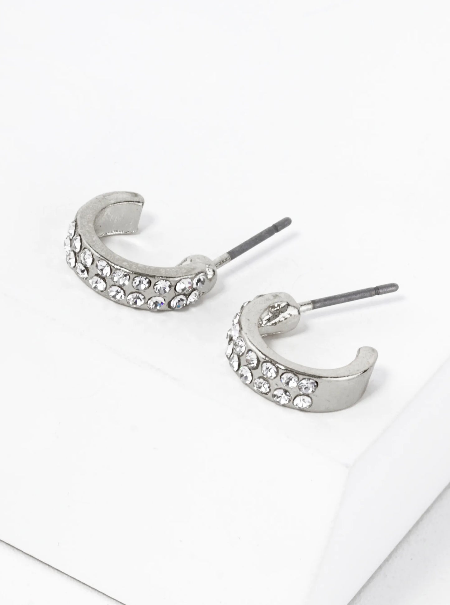 Crystal Pave 11mm Dainty Small Hoop Earrings