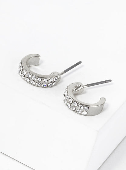 Crystal Pave 11mm Dainty Small Hoop Earrings