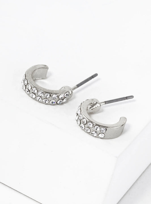Crystal Pave 11mm Dainty Small Hoop Earrings