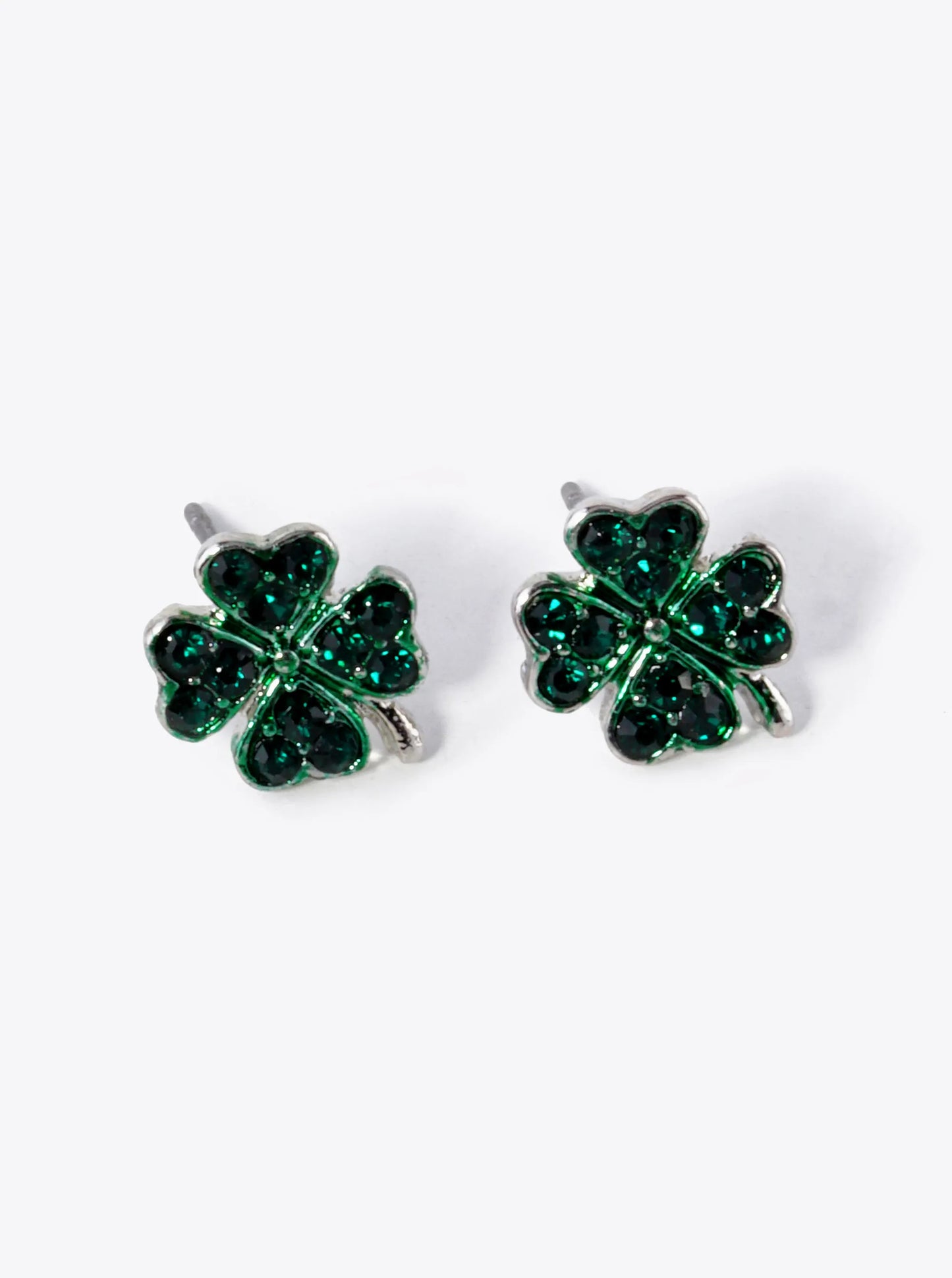 Crystal Pave 11mm Four-Leaf Clover Stud Earrings