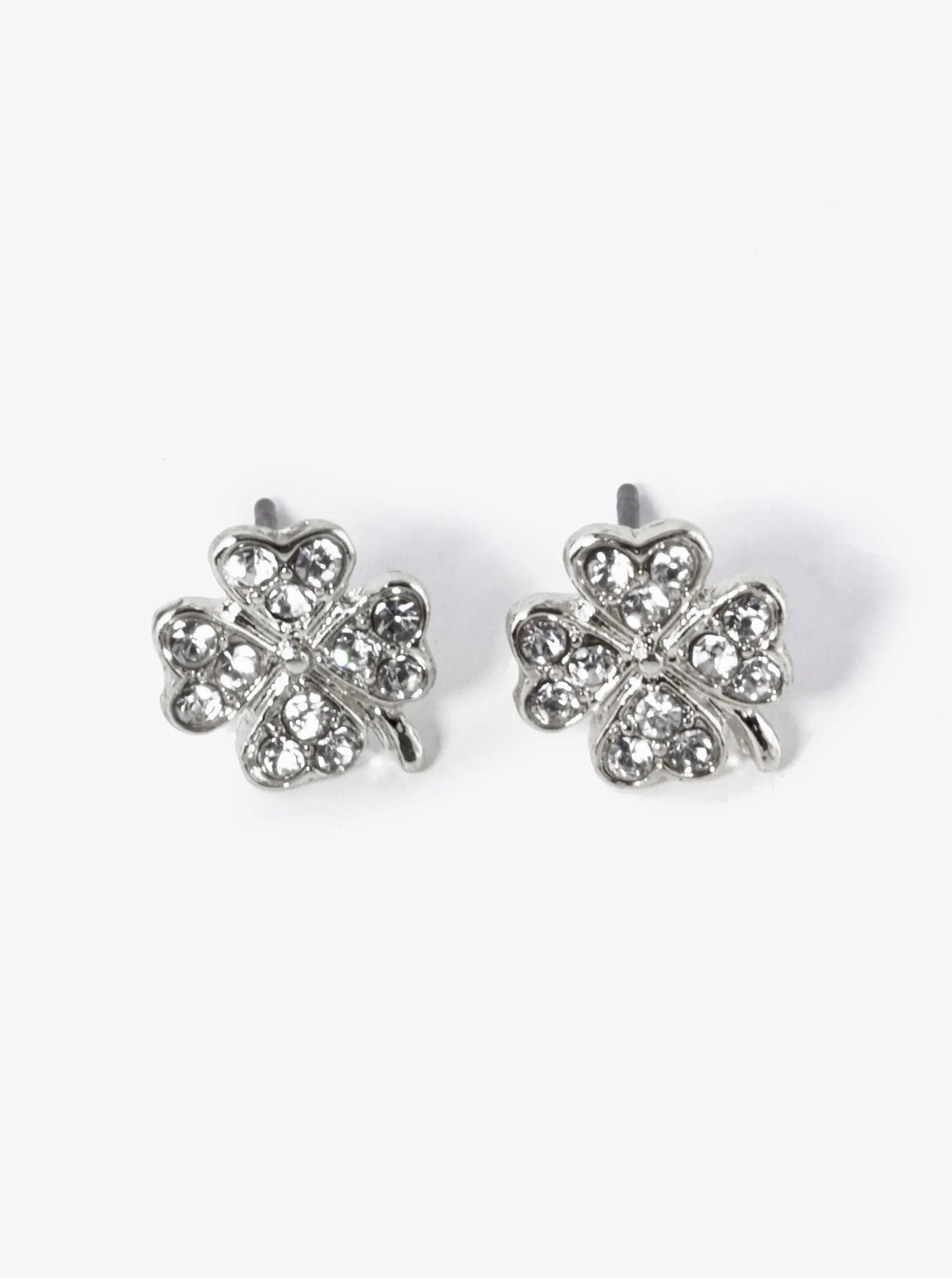 Crystal Pave 11mm Four-Leaf Clover Stud Earrings