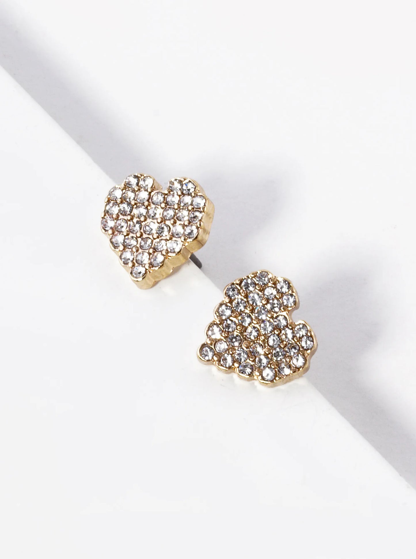Crystal Pave 11mm Pixel Heart Post Stud Earrings