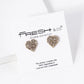 Crystal Pave 11mm Pixel Heart Post Stud Earrings