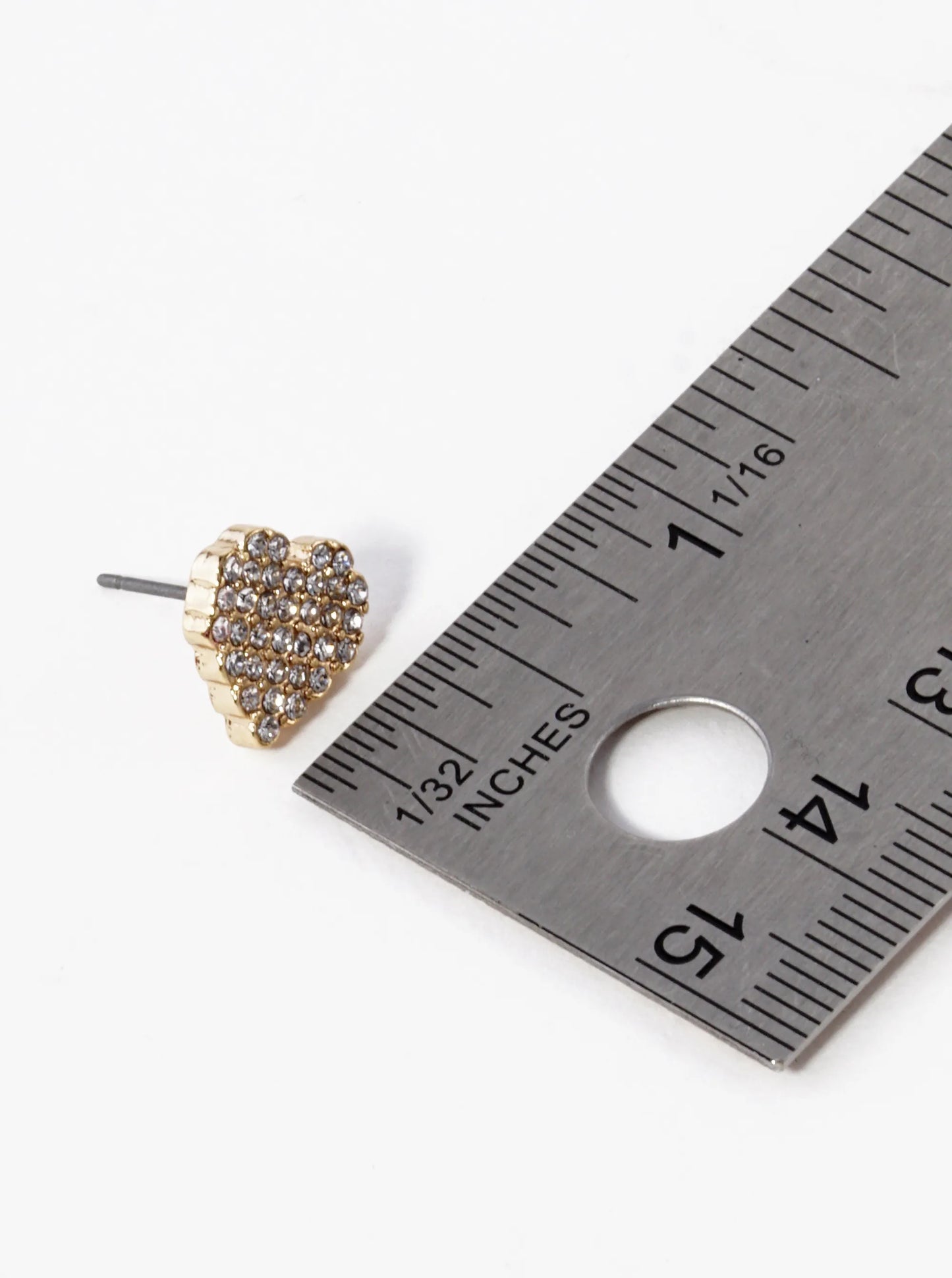 Crystal Pave 11mm Pixel Heart Post Stud Earrings