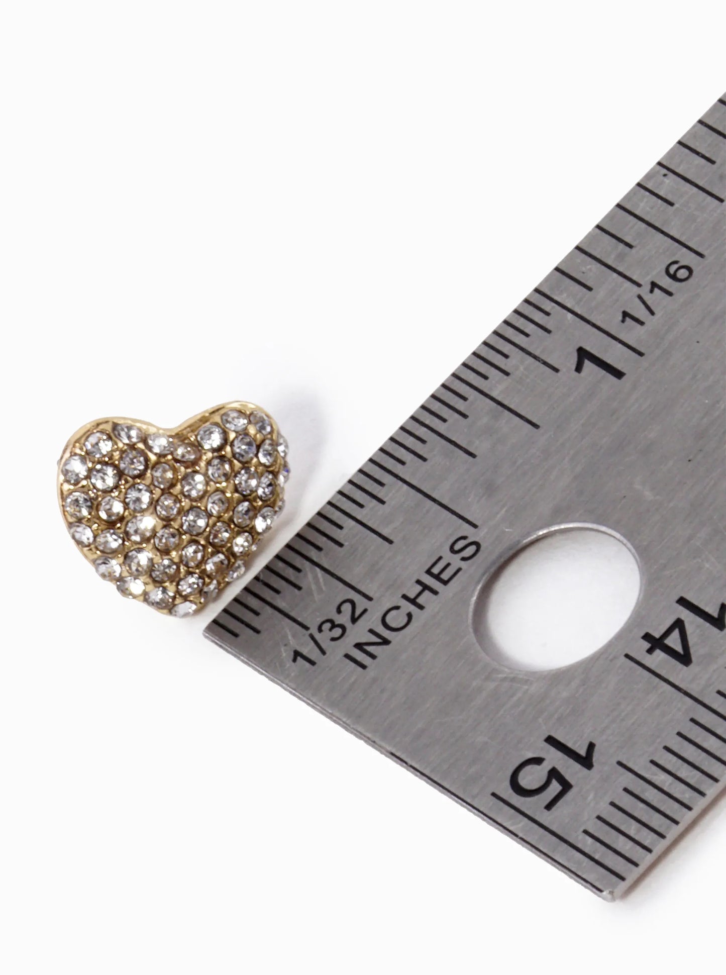 Crystal Pave 11mm Puffy Heart Stud Earrings