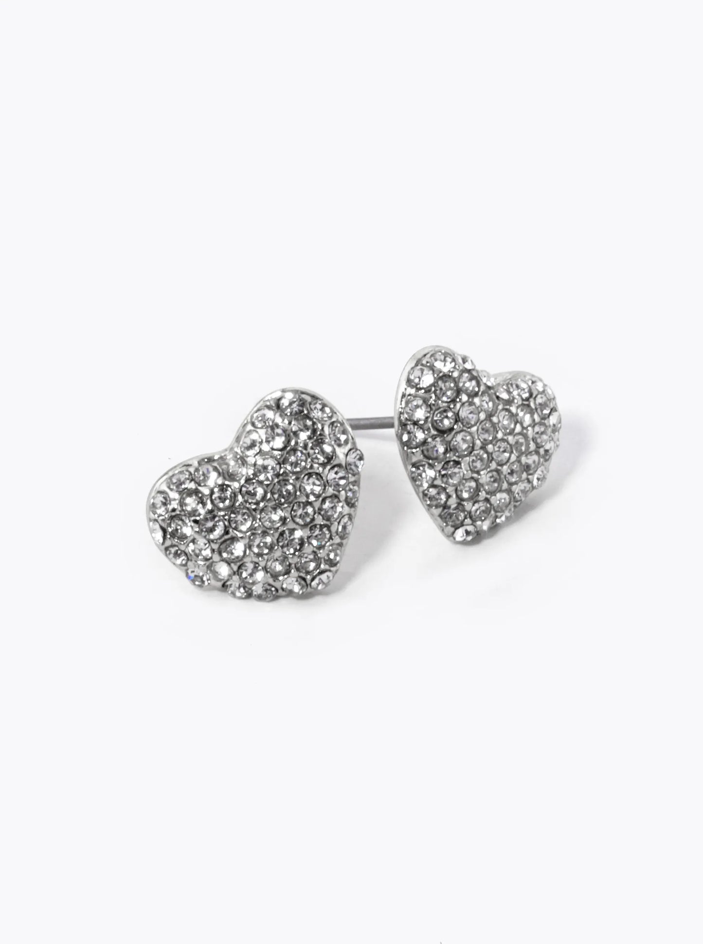 Crystal Pave 11mm Puffy Heart Stud Earrings