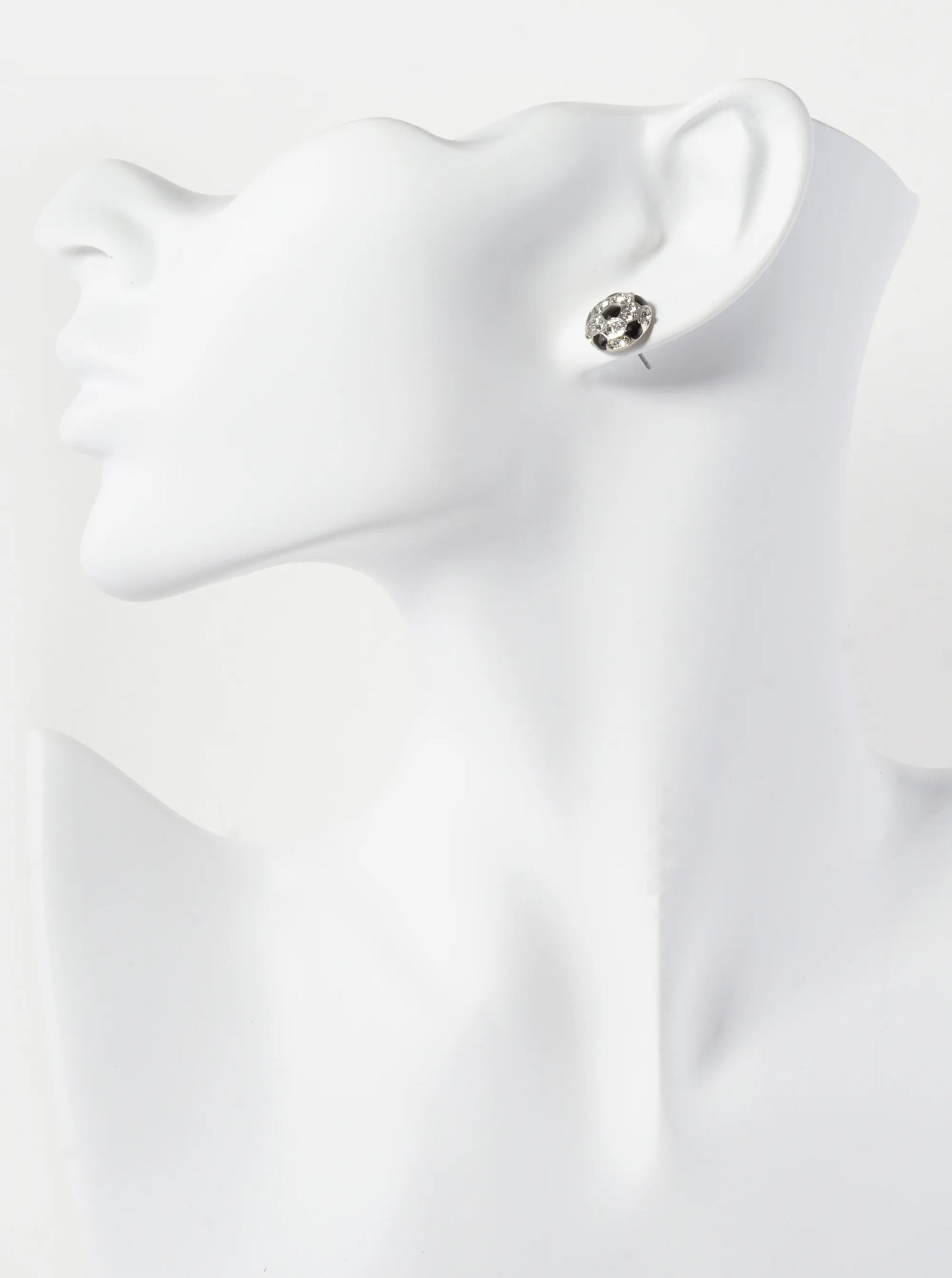 Crystal Pave 11mm Soccer Ball Button Stud Earrings