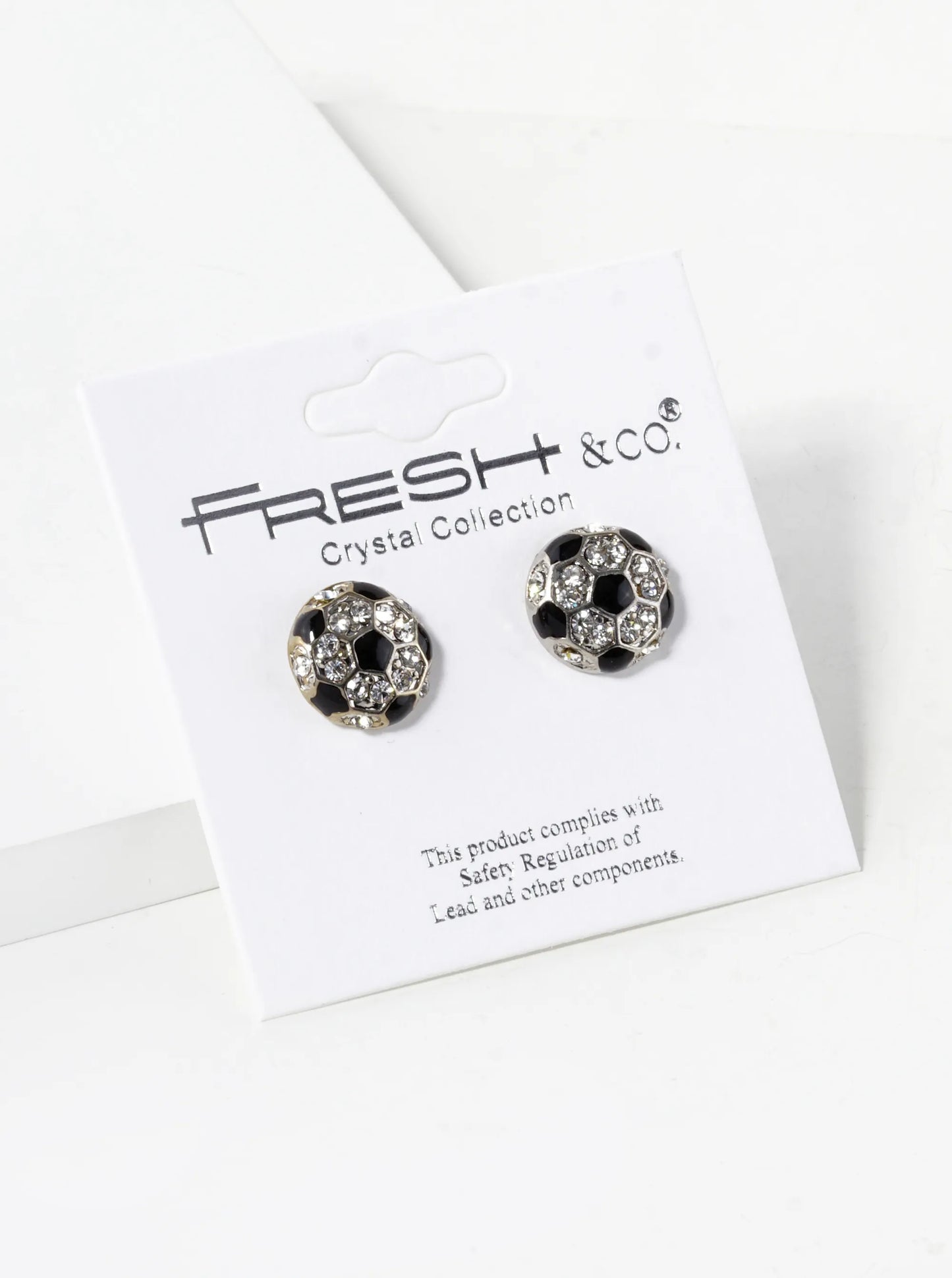 Crystal Pave 11mm Soccer Ball Button Stud Earrings