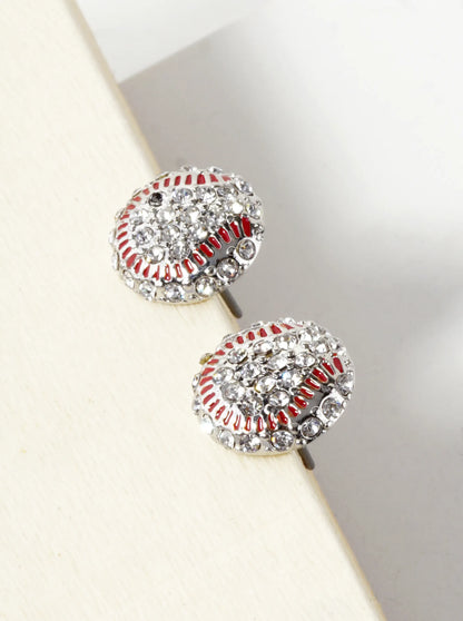 Crystal Pave 11mm Tennis Ball Button Stud Earrings