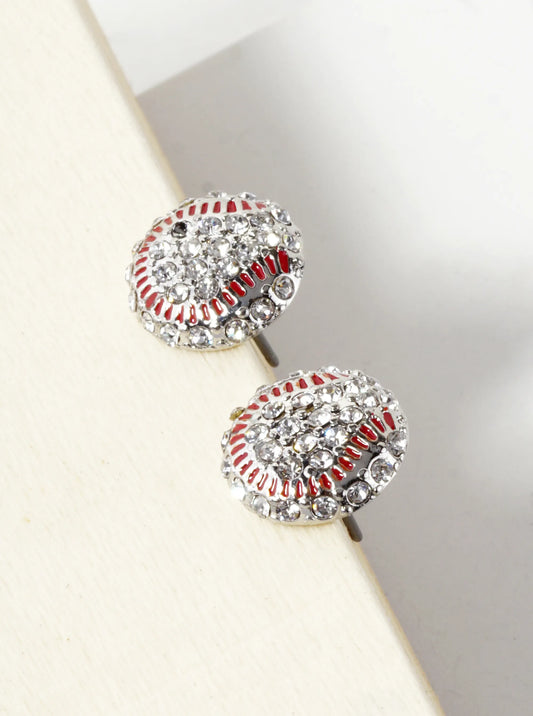 Crystal Pave 11mm Tennis Ball Button Stud Earrings