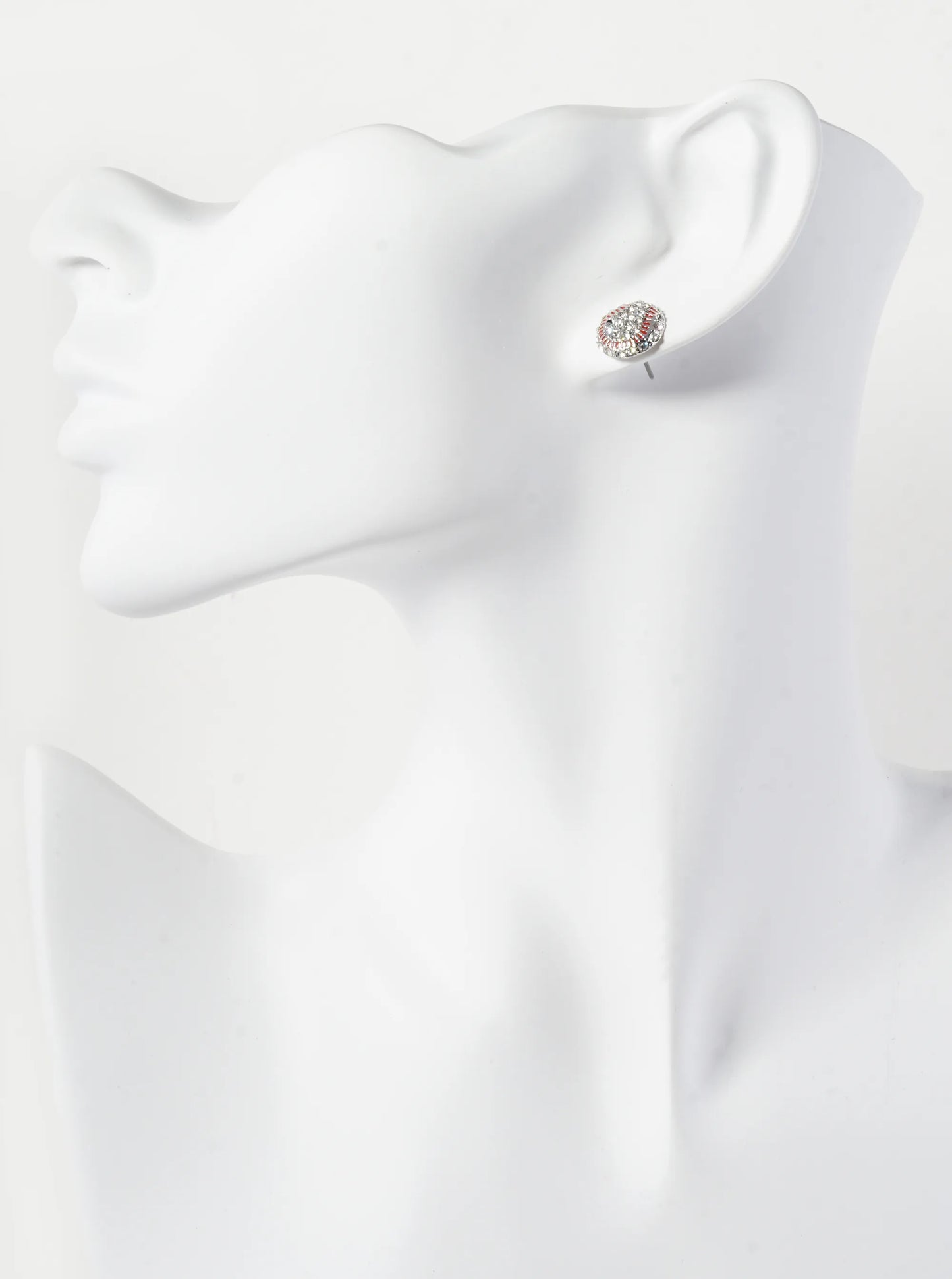 Crystal Pave 11mm Tennis Ball Button Stud Earrings