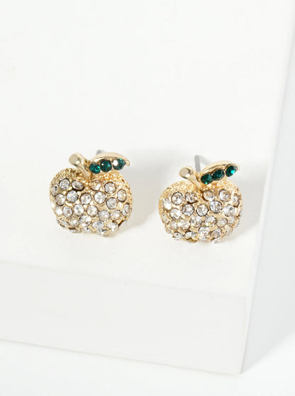 Crystal Pave 12mm Apple Stud Earrings