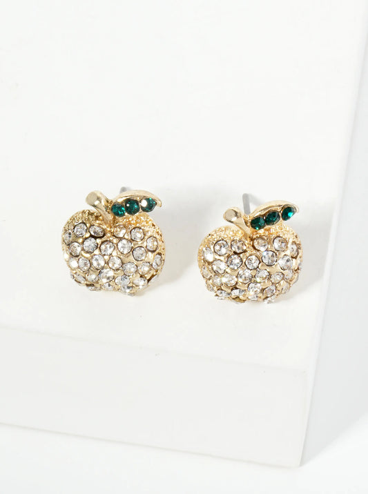 Crystal Pave 12mm Apple Stud Earrings
