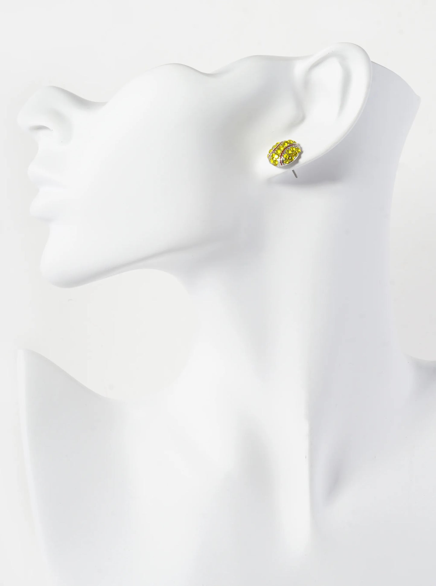 Crystal Pave 12mm Baseball Button Stud Earrings