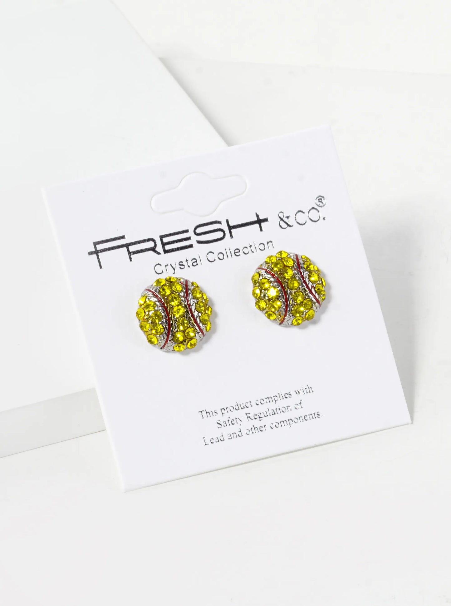 Crystal Pave 12mm Baseball Button Stud Earrings