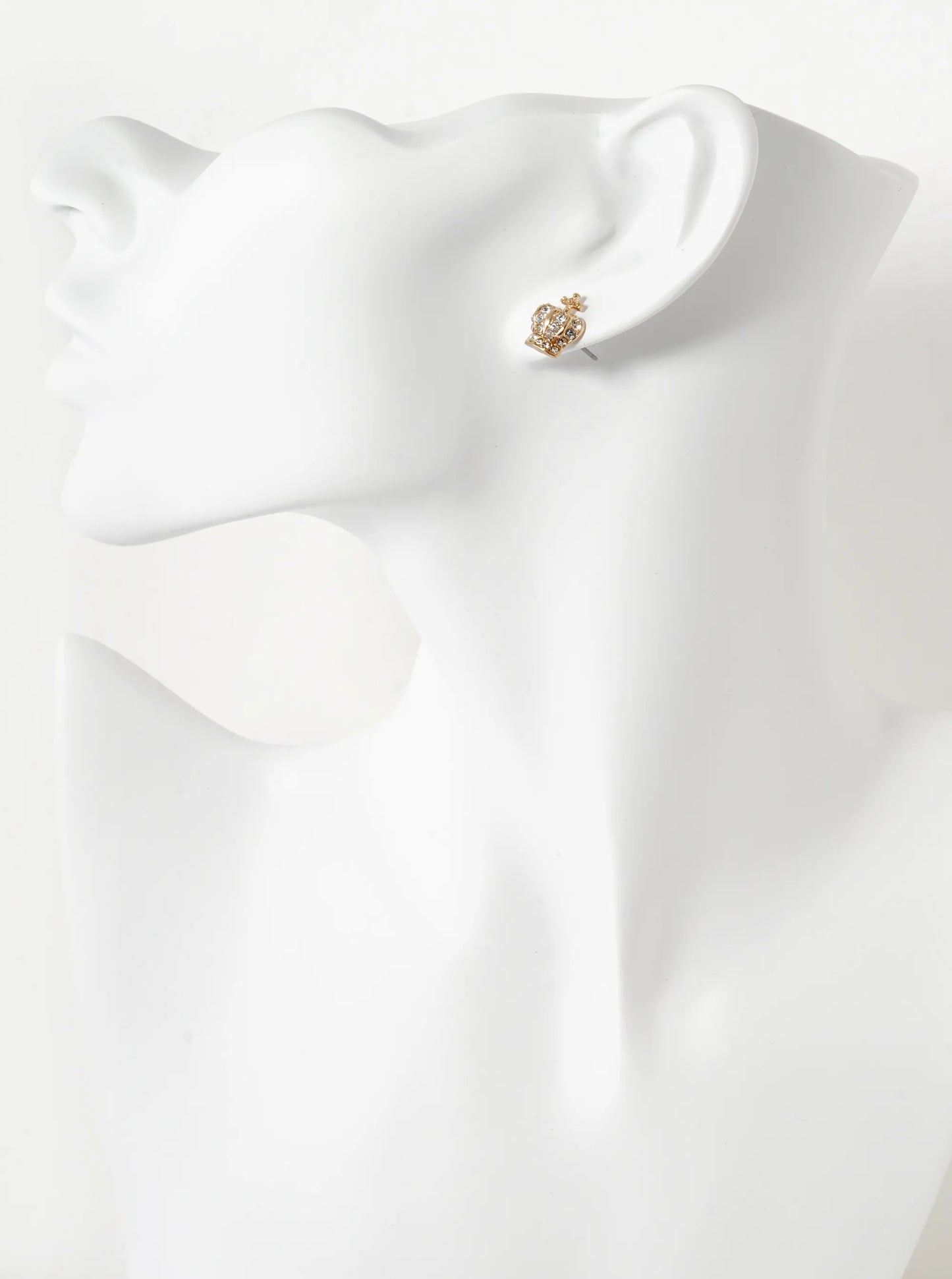 Crystal Pave 12mm Catholic Crown Stud Earrings