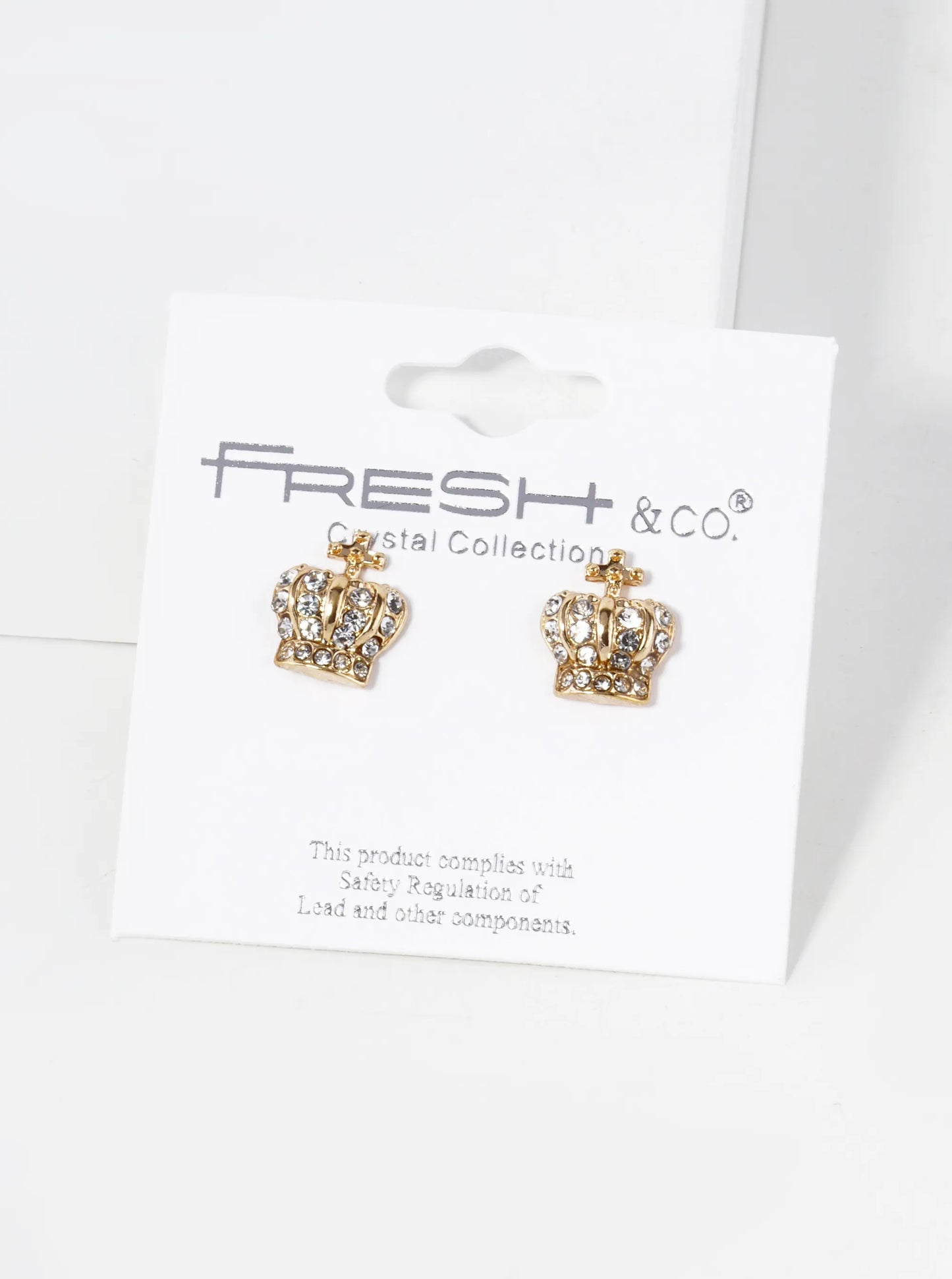 Crystal Pave 12mm Catholic Crown Stud Earrings