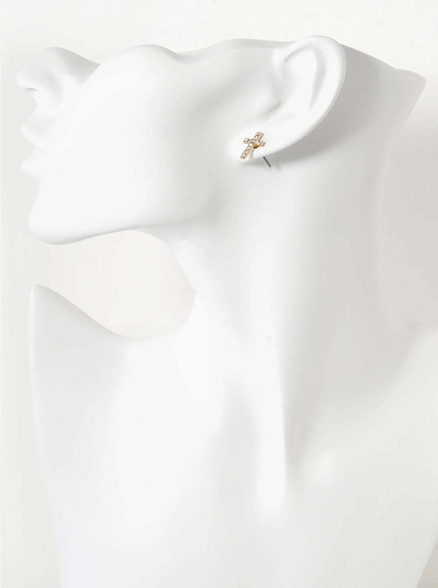 Crystal Pave 12mm Cross Stud Earrings