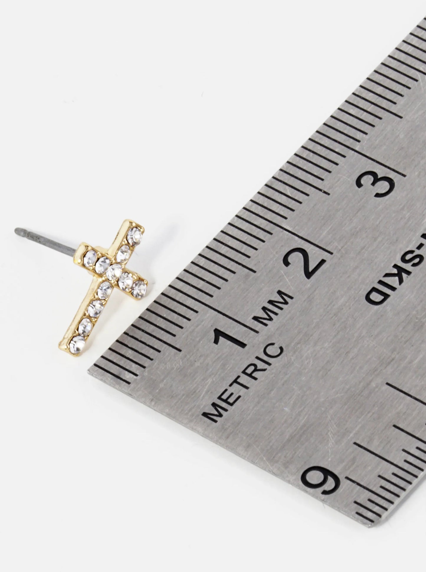 Crystal Pave 12mm Cross Stud Earrings