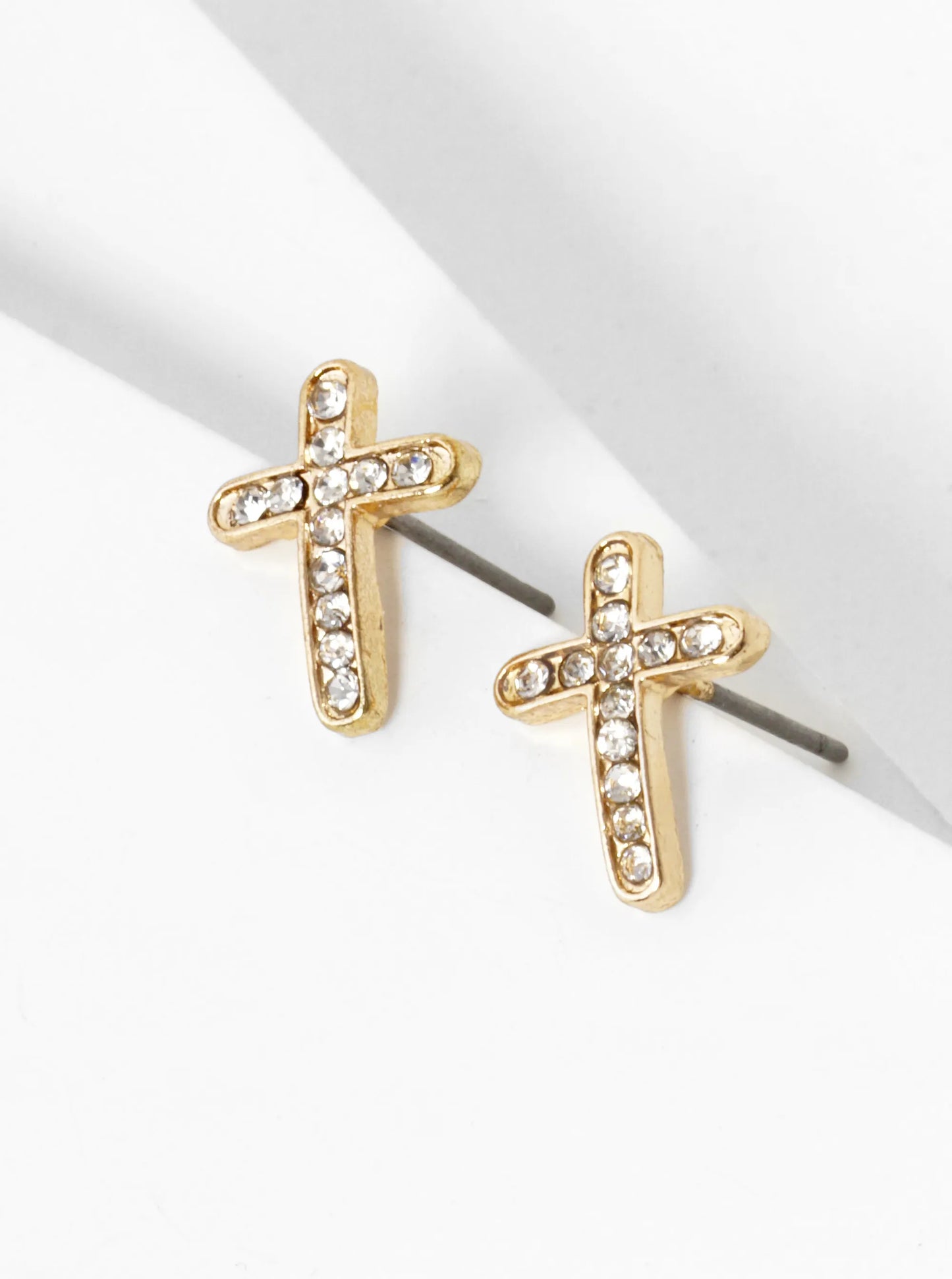 Crystal Pave 12mm Cross Stud Earrings