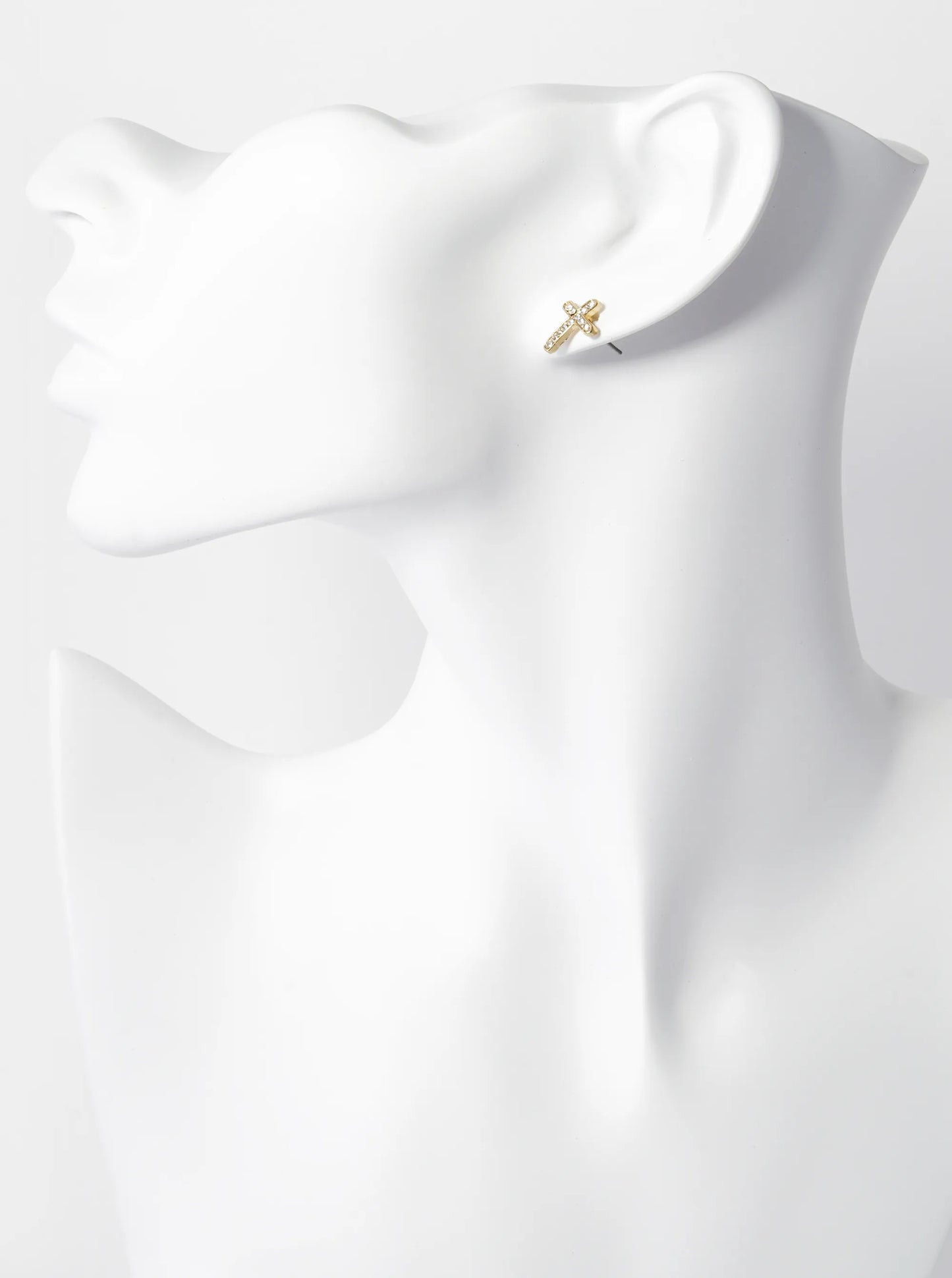 Crystal Pave 12mm Cross Stud Earrings