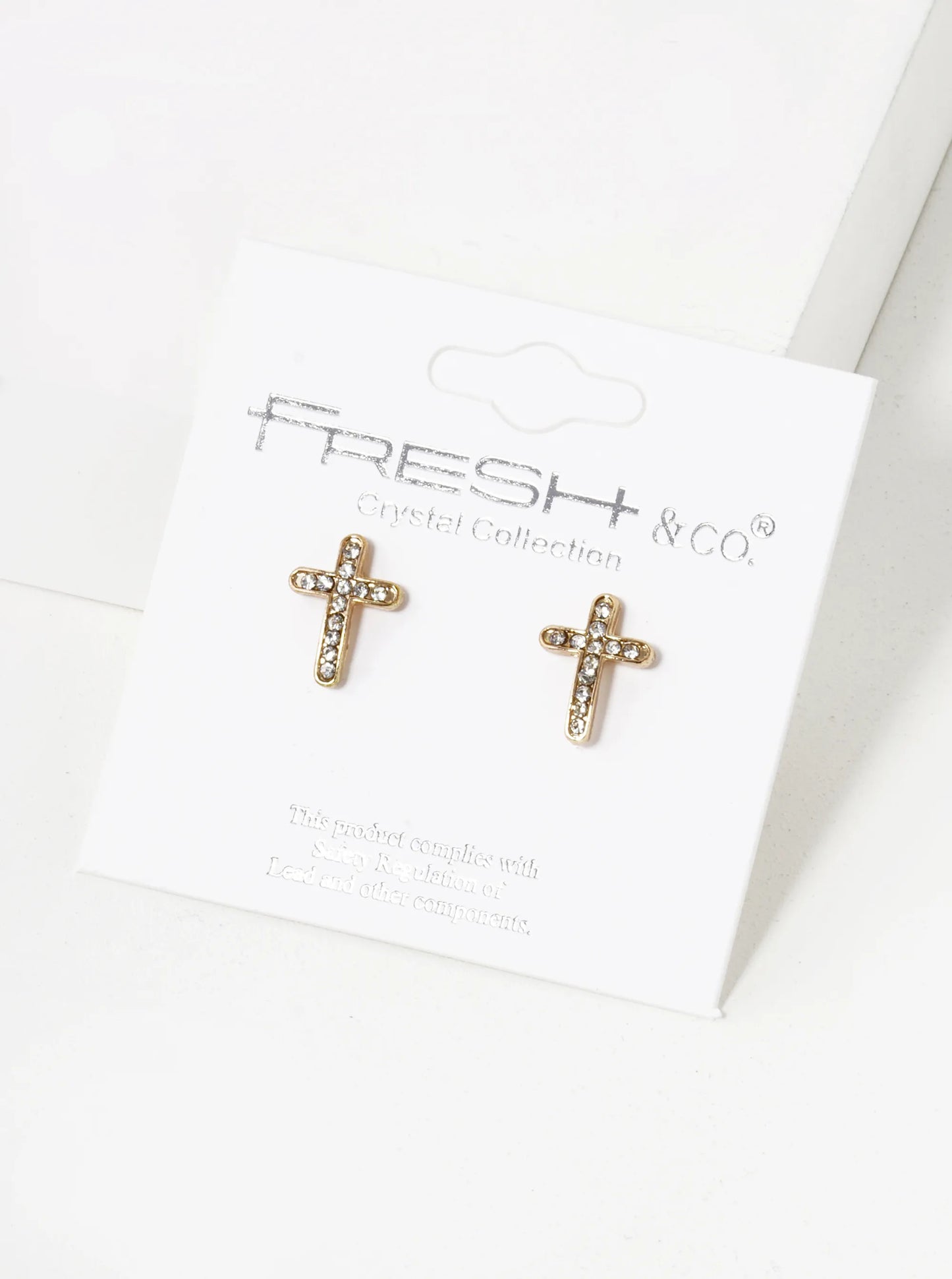 Crystal Pave 12mm Cross Stud Earrings