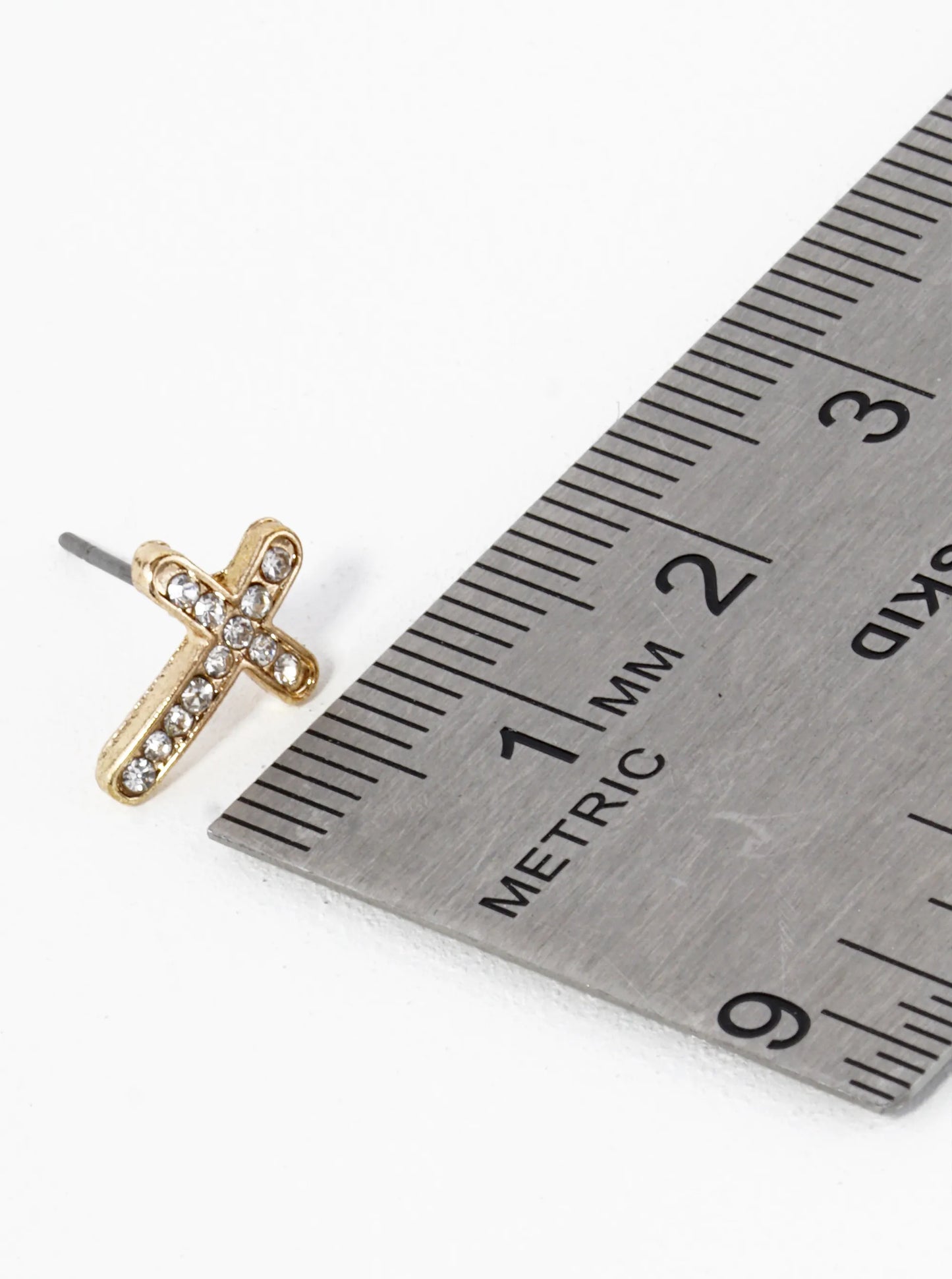 Crystal Pave 12mm Cross Stud Earrings