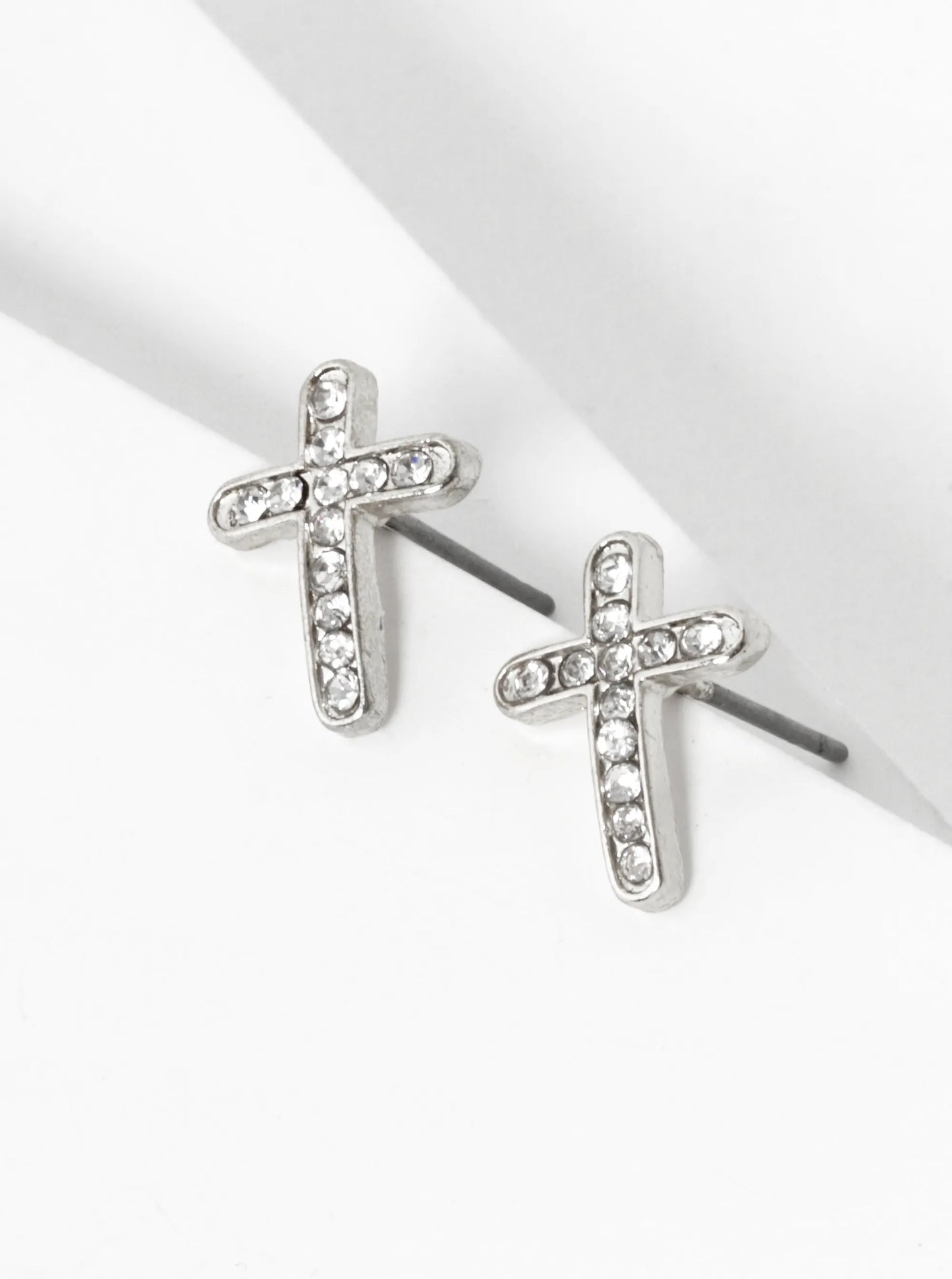 Crystal Pave 12mm Cross Stud Earrings