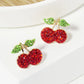 Crystal Pave 12mm Dainty Cherry Stud Earrings