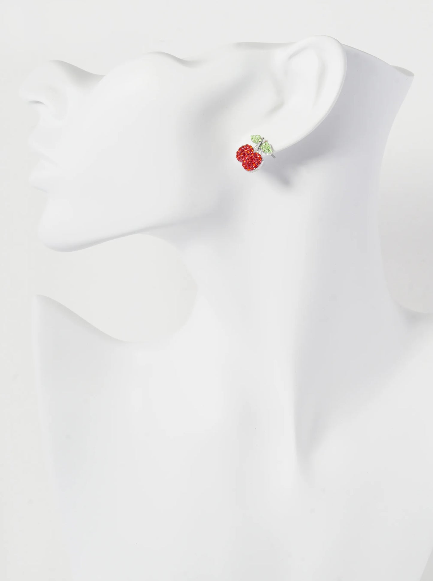 Crystal Pave 12mm Dainty Cherry Stud Earrings