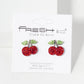 Crystal Pave 12mm Dainty Cherry Stud Earrings
