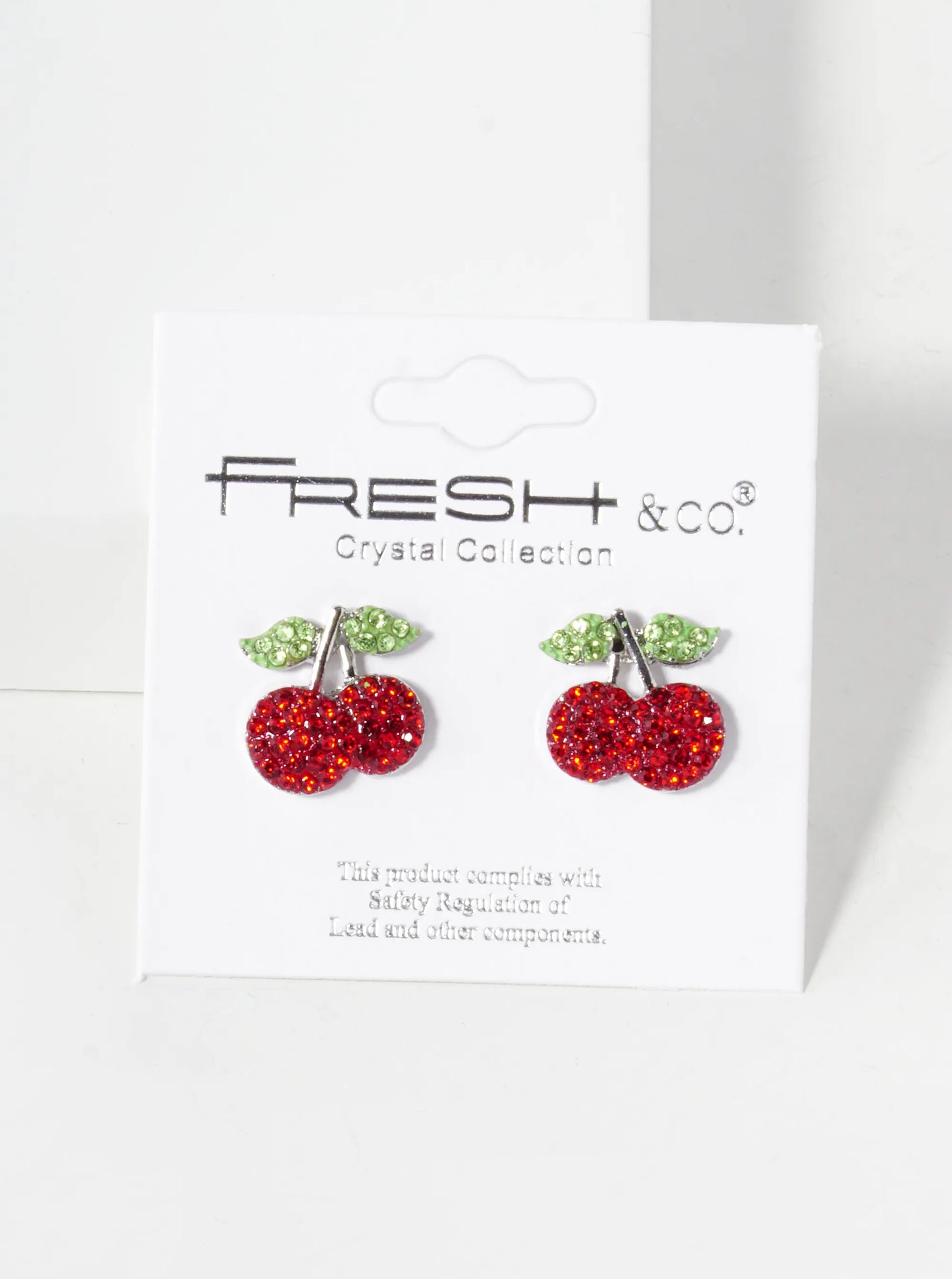 Crystal Pave 12mm Dainty Cherry Stud Earrings