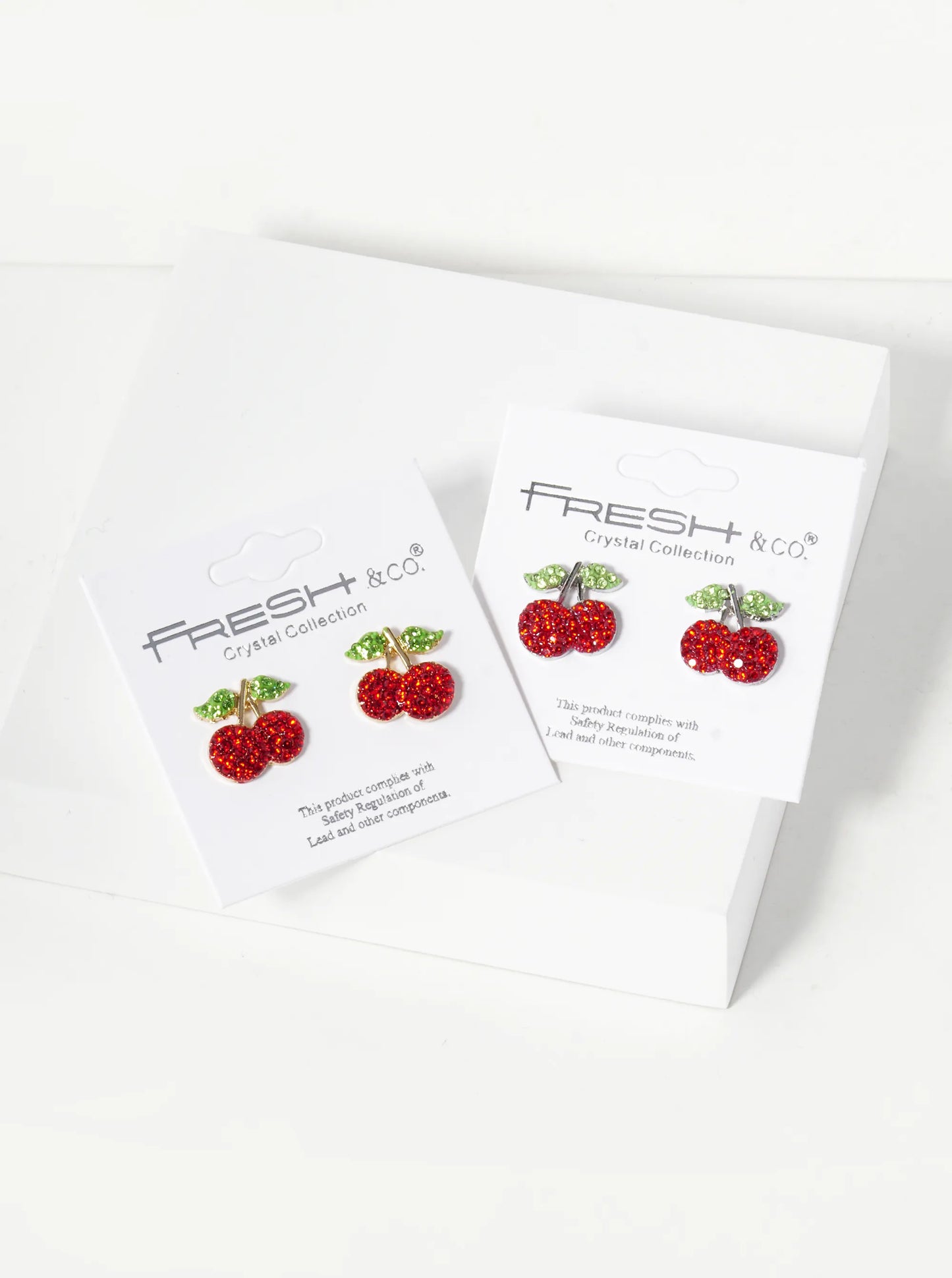 Crystal Pave 12mm Dainty Cherry Stud Earrings