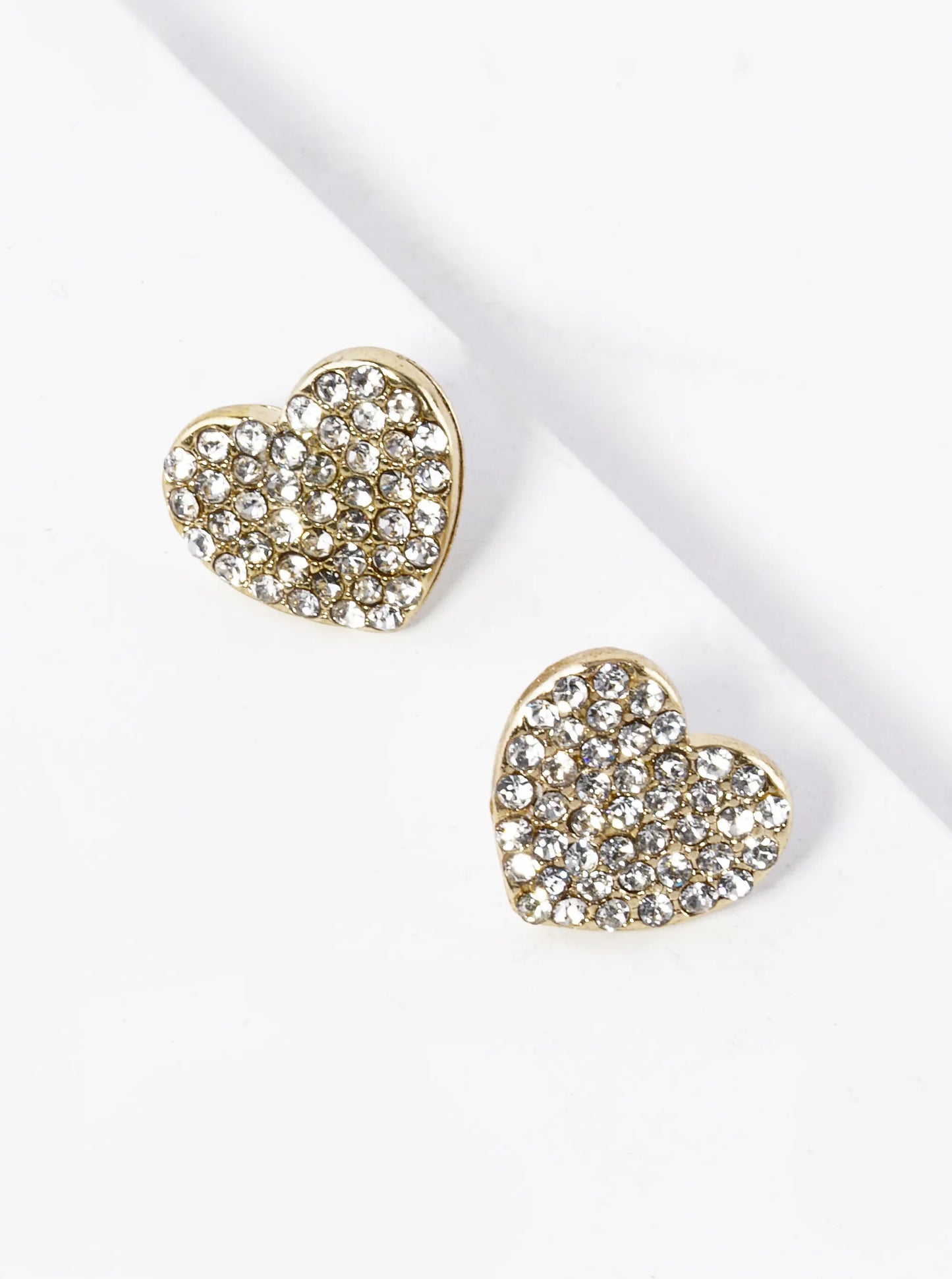 Crystal Pave 12mm Heart Post Stud Earrings