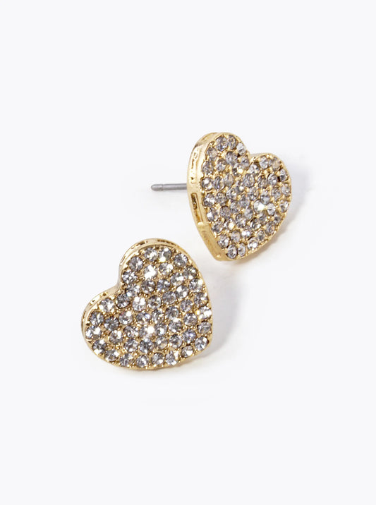 Crystal Pave 12mm Heart Stud Earrings