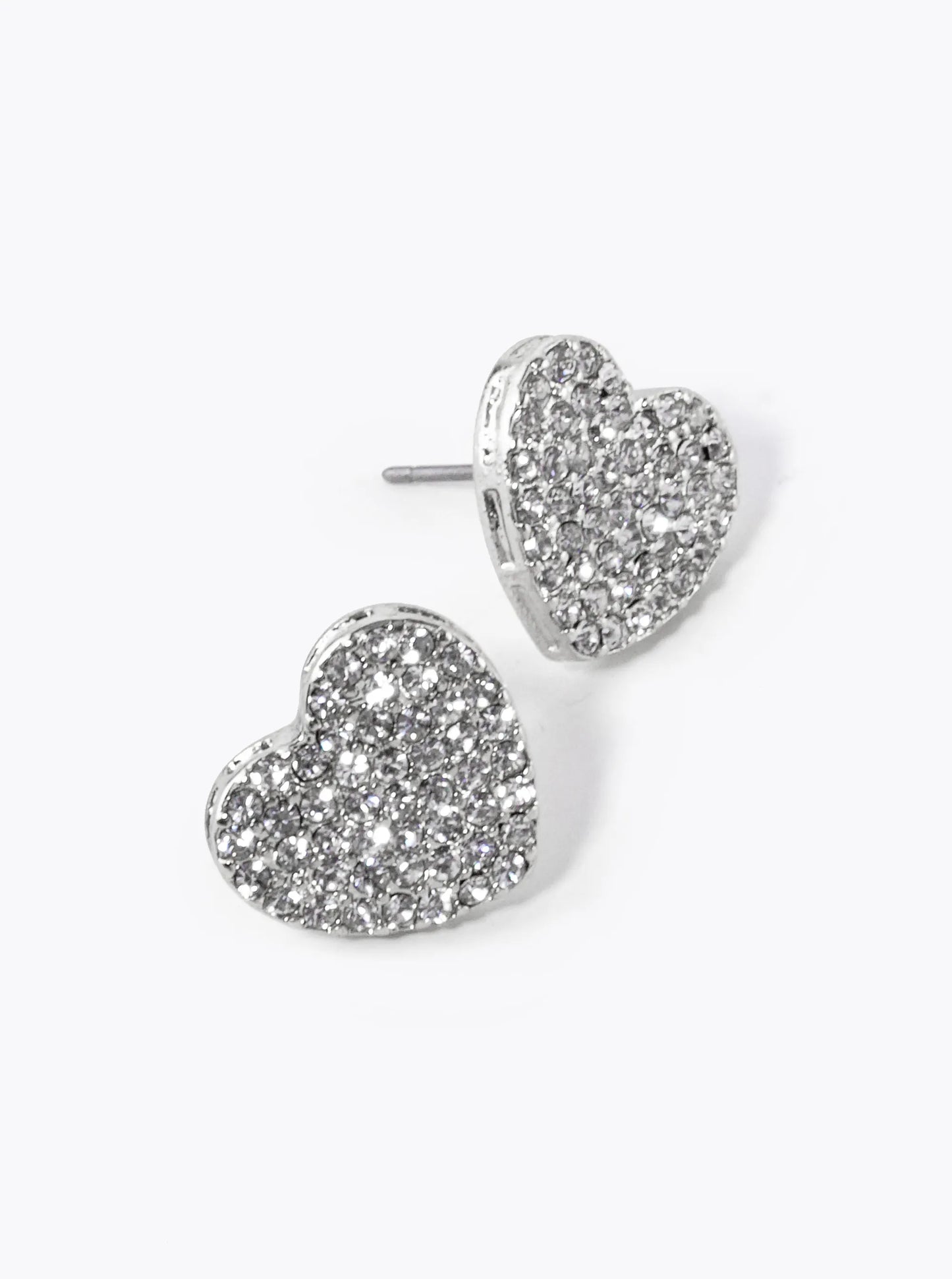 Crystal Pave 12mm Heart Stud Earrings