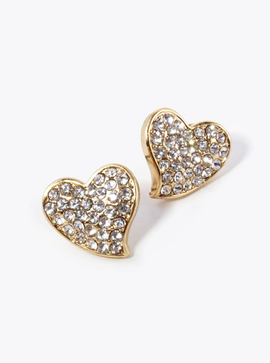Crystal Pave 12mm Organic Heart Stud Earrings
