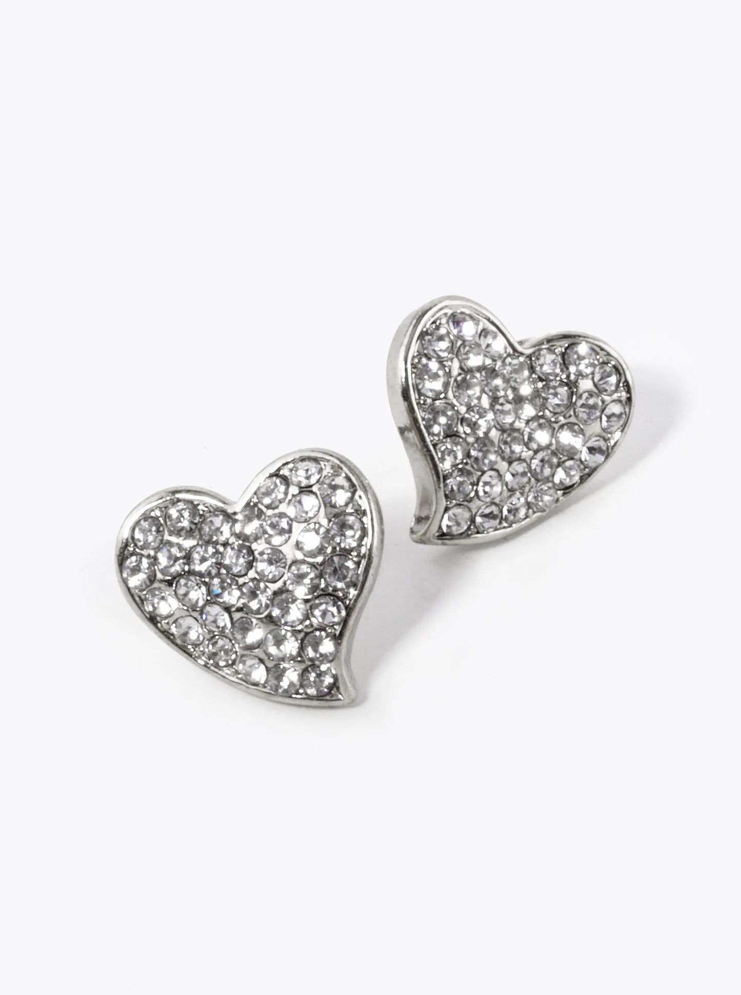 Crystal Pave 12mm Organic Heart Stud Earrings