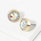Crystal Pave 12mm Stone Button Stud Earrings